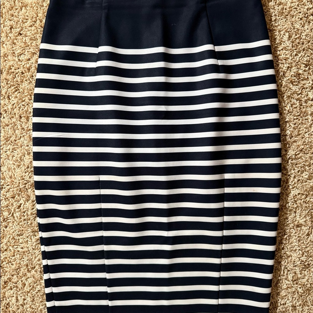 H&M Navy and white striped pencil skirt size 10